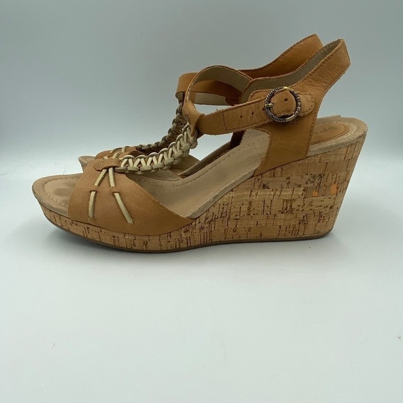 SPERRY tan leather cork wedge sandals size 10 - Picture 3 of 11